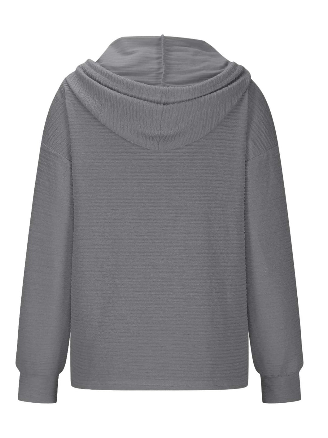 PRE-ORDER: Drawstring Quarter Button Long Sleeve Hoodie