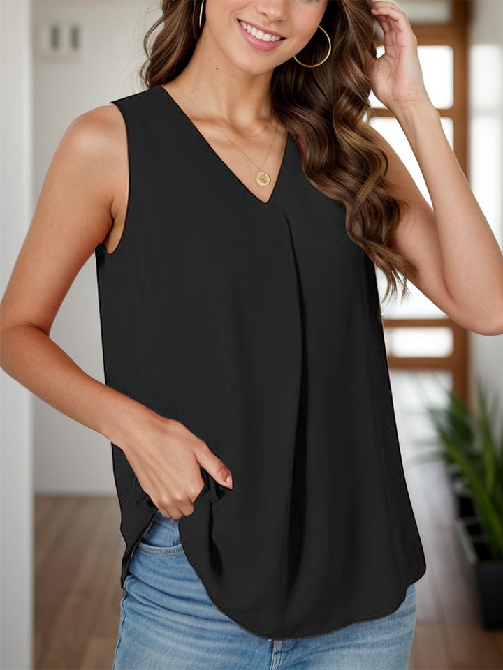 PRE-ORDER: Full Size Ruched V-Neck Tank