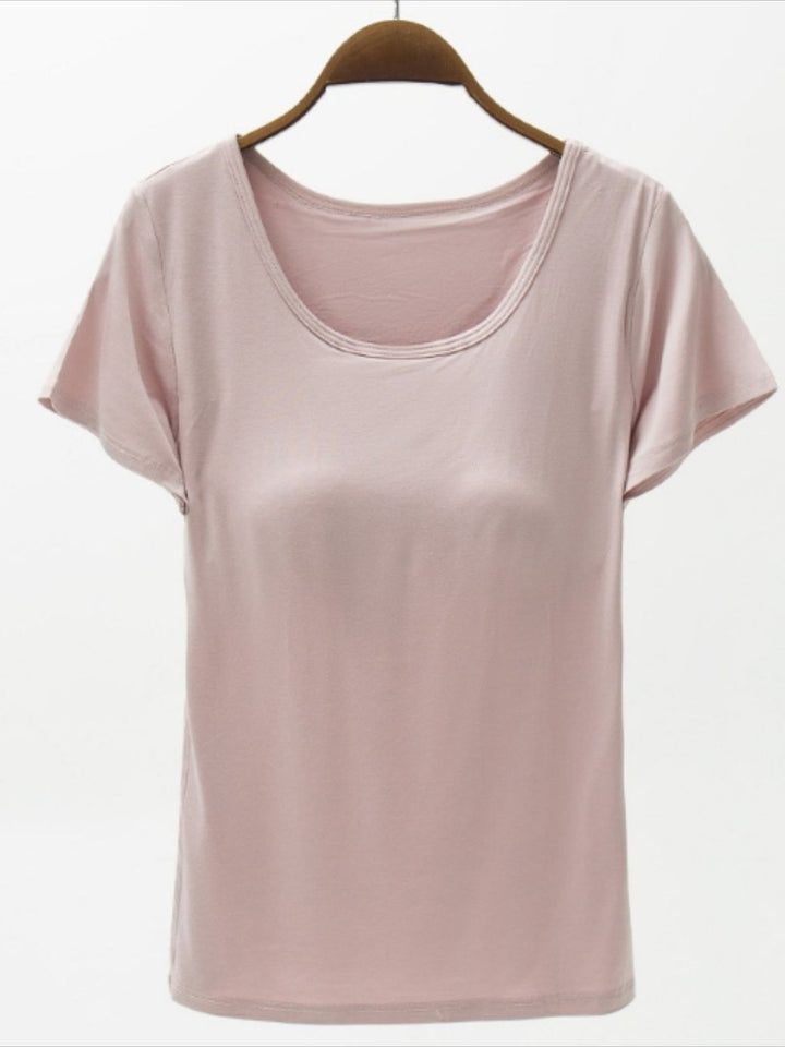 PRE-ORDER: Round Neck Modal T-Shirt with Bra