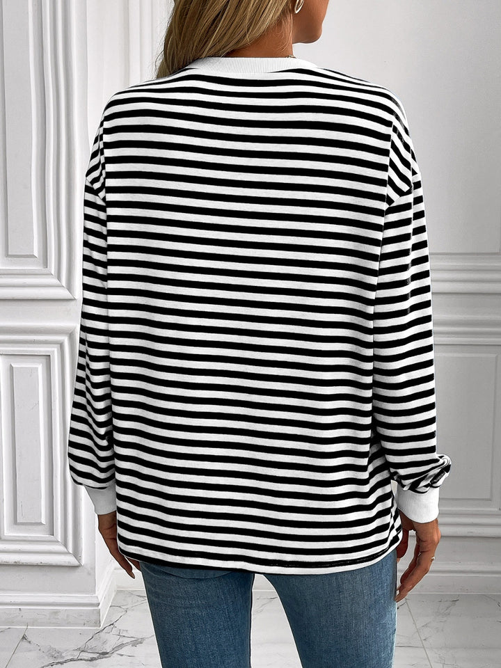 PRE-ORDER: Ivy Lane Striped Round Neck Long Sleeve Sweatshirt