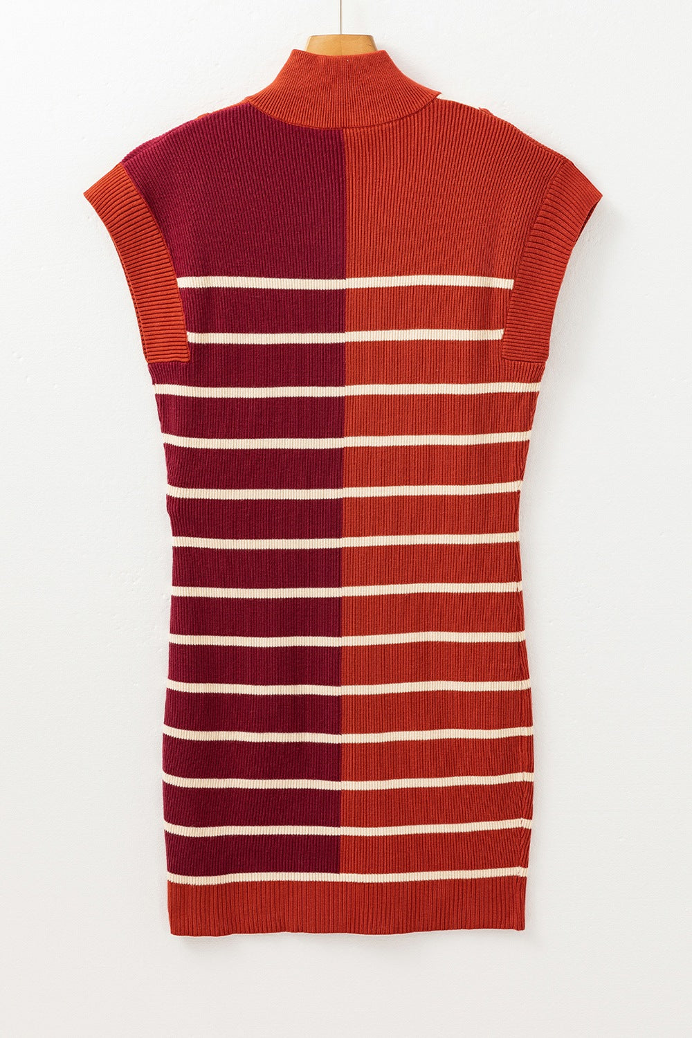 PRE-ORDER: Striped Quarter Zip Cap Sleeve Sweater Dress