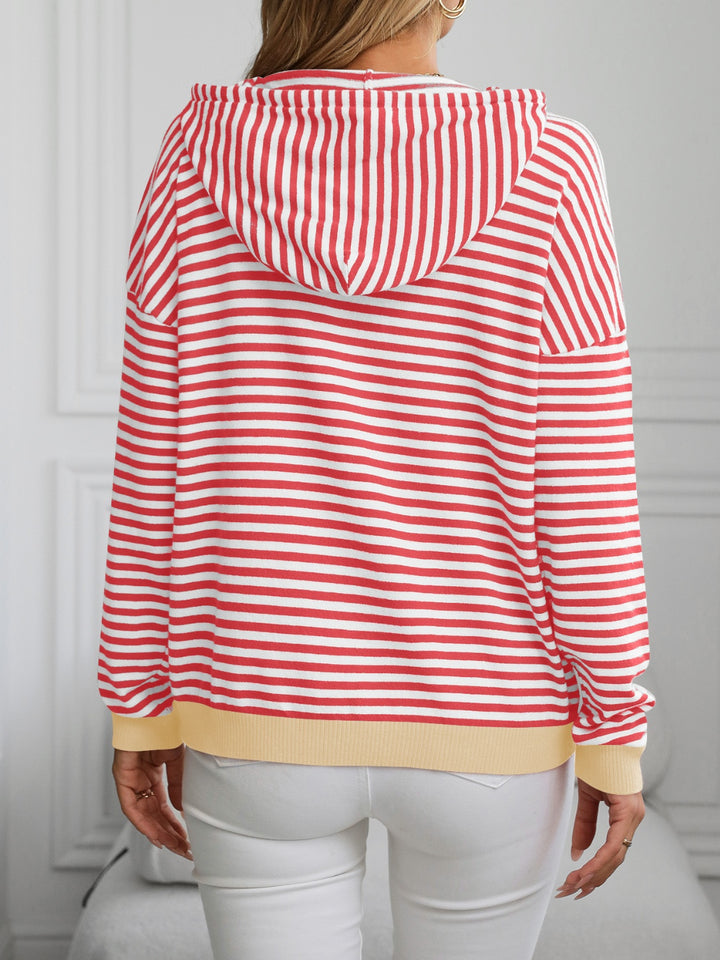 PRE-ORDER: Striped Long Sleeve Hooded Knit Top