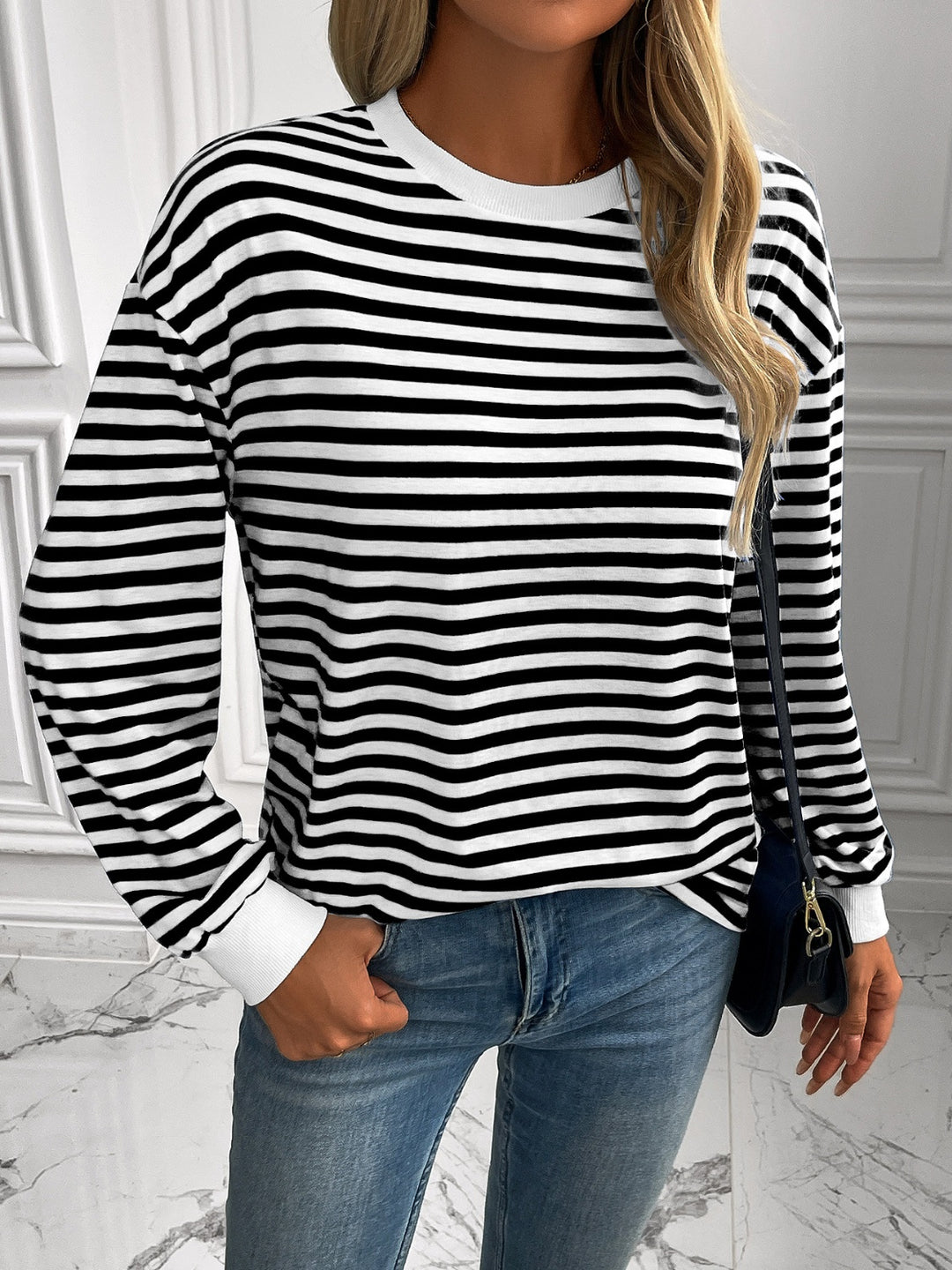 PRE-ORDER: Ivy Lane Striped Round Neck Long Sleeve Sweatshirt