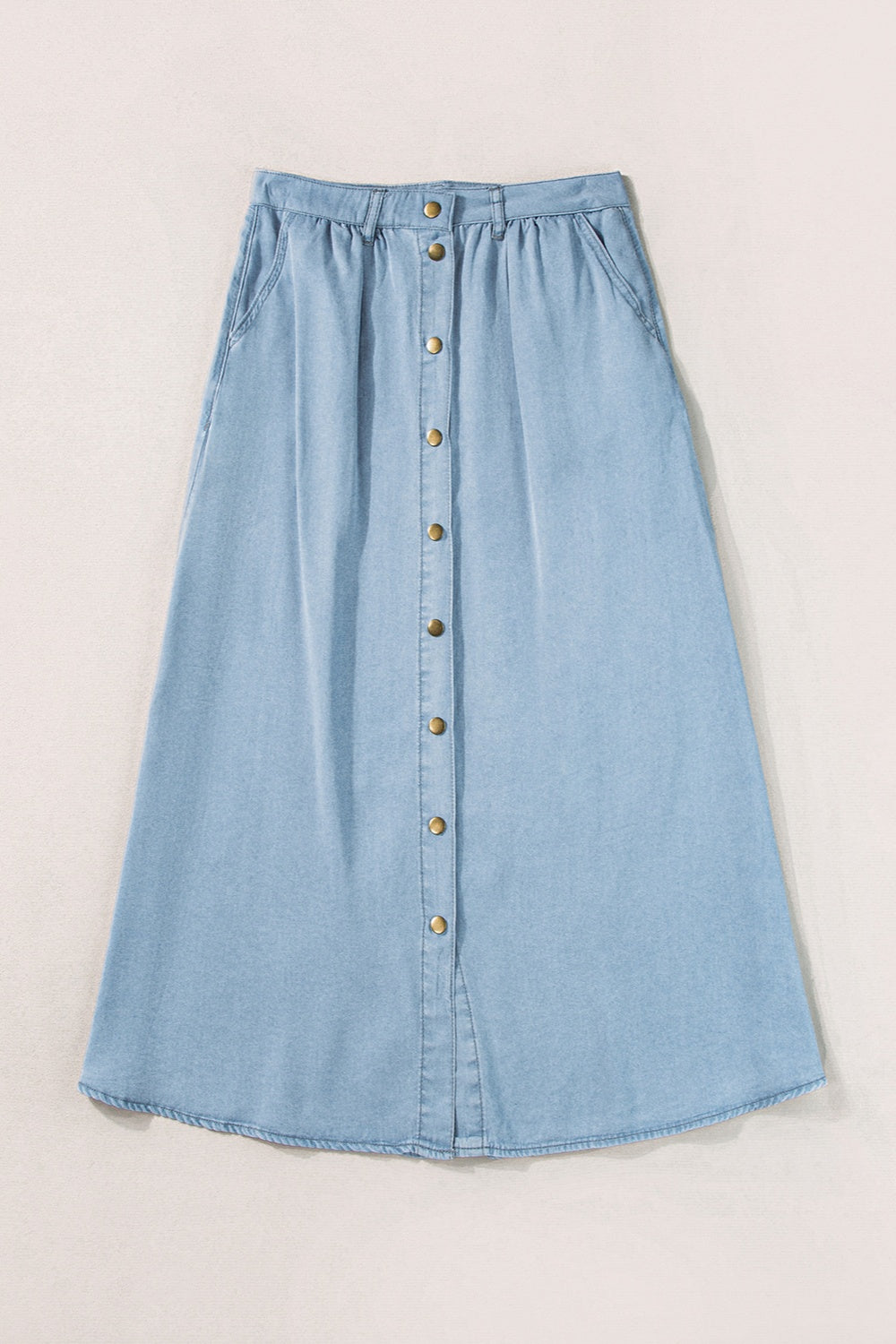 PRE-ORDER: Snap Down High Waist Denim Skirt