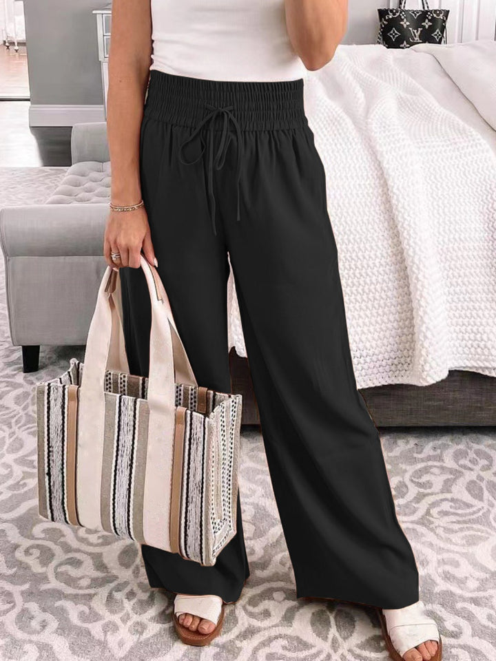 PRE-ORDER: Full Size Drawstring High Waist Wide Leg Pants