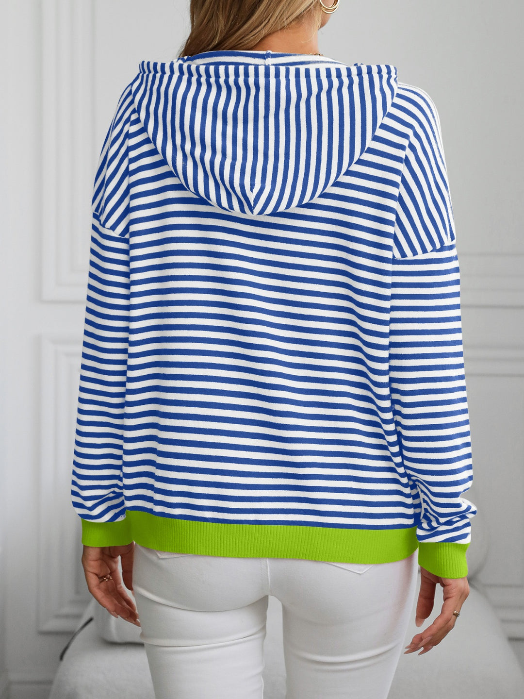 PRE-ORDER: Striped Long Sleeve Hooded Knit Top