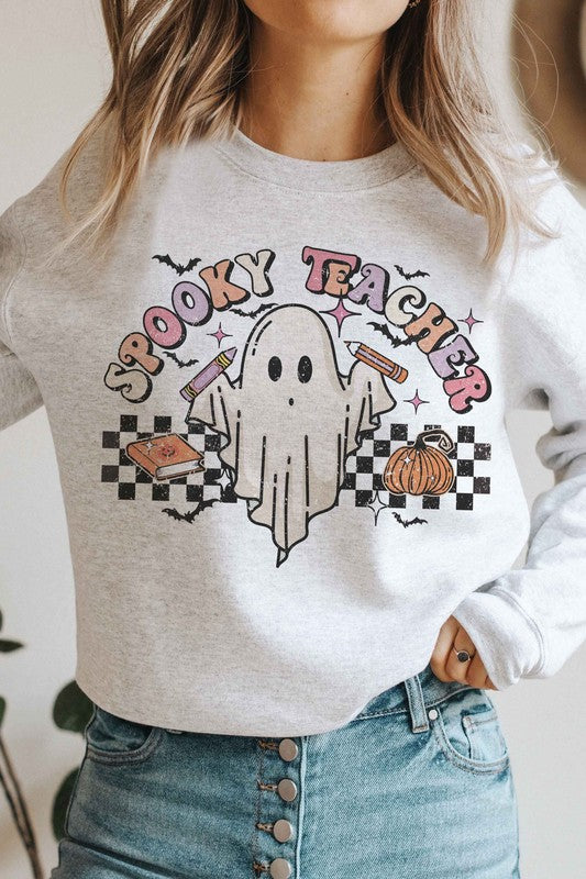 SPOOKY TEACHER CHECKER GHOST Graphic Sweatshirt