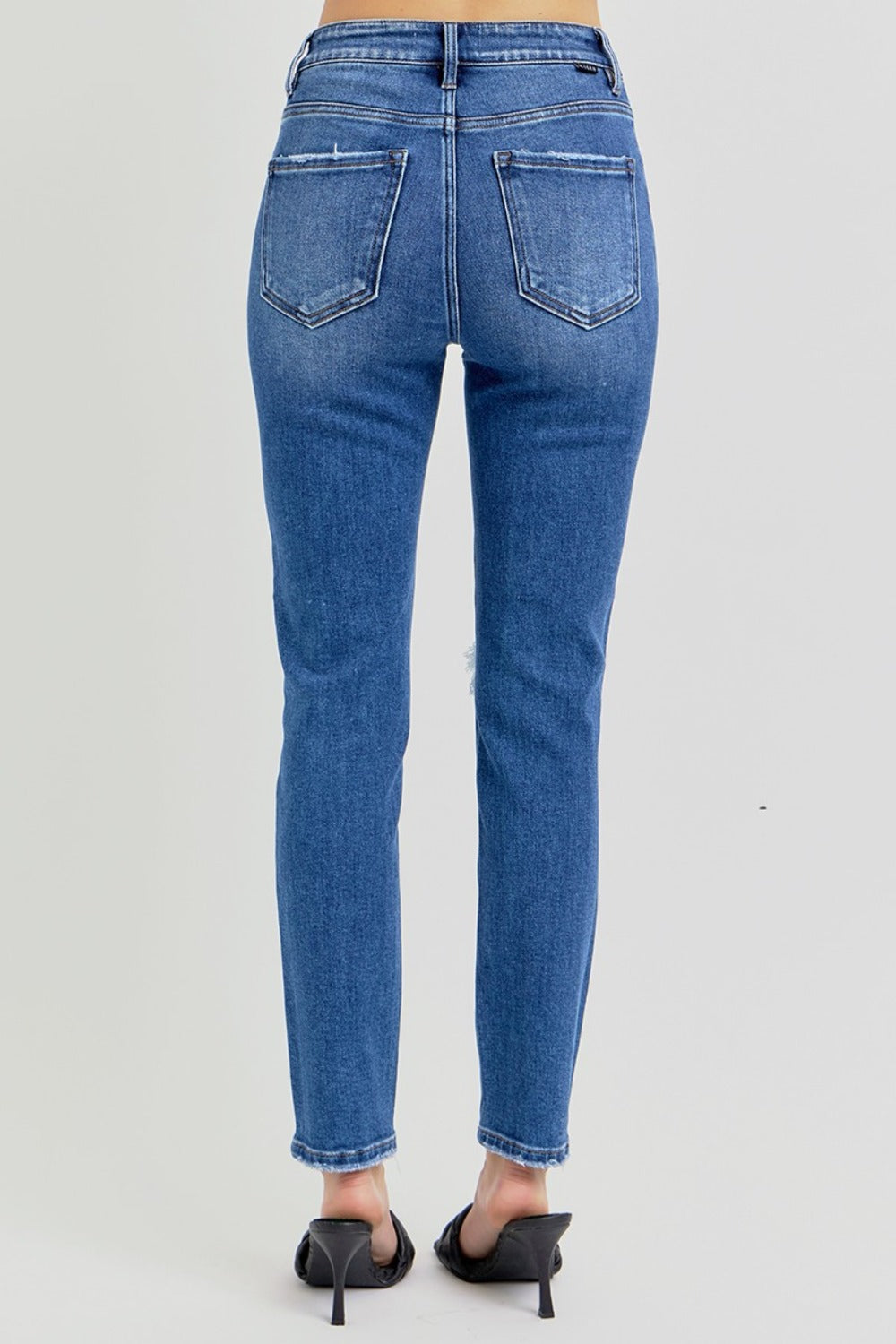 PRE-ORDER: RISEN Full Size High Rise Ankle Skinny Knee Distressed Jeans