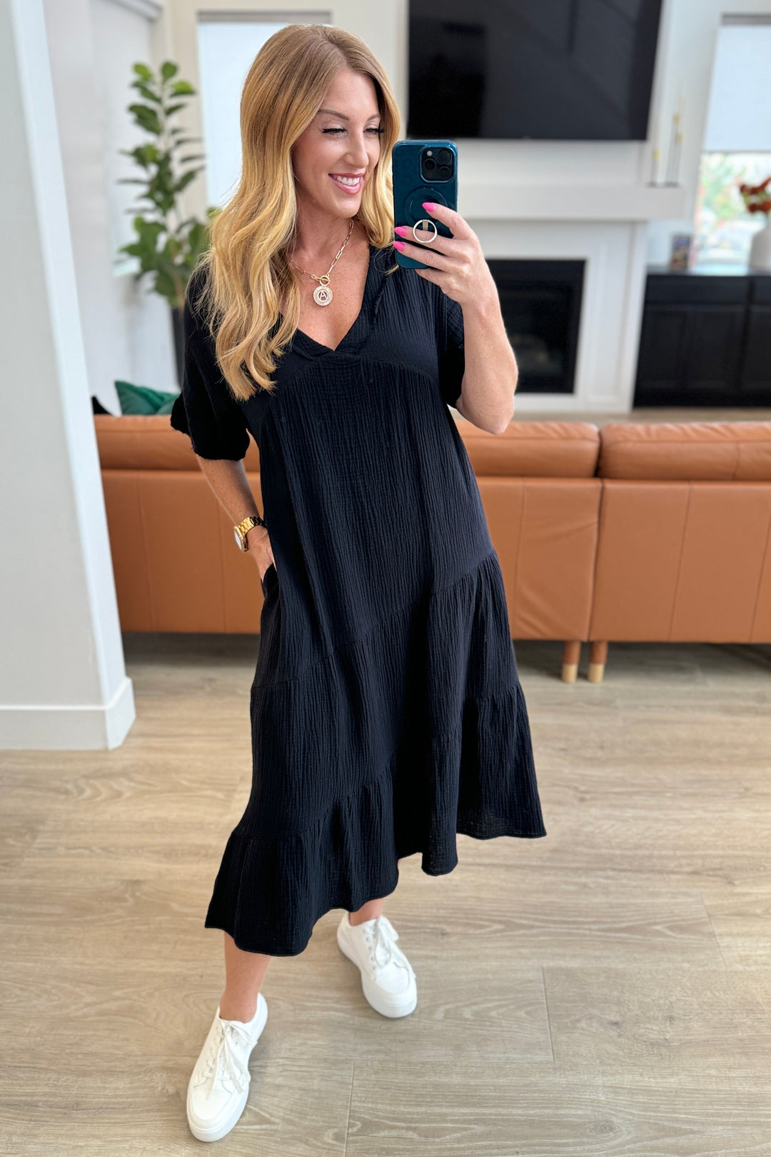 Always Learning Dolman Sleeve Dress in Black