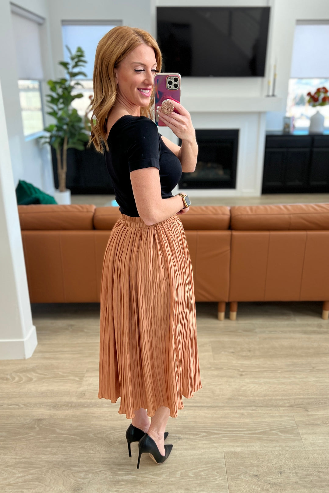 Are You Talking to Me Pleated Midi Skirt
