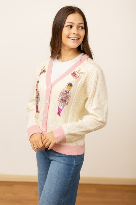 Beige and Pink Nutcracker Sweater