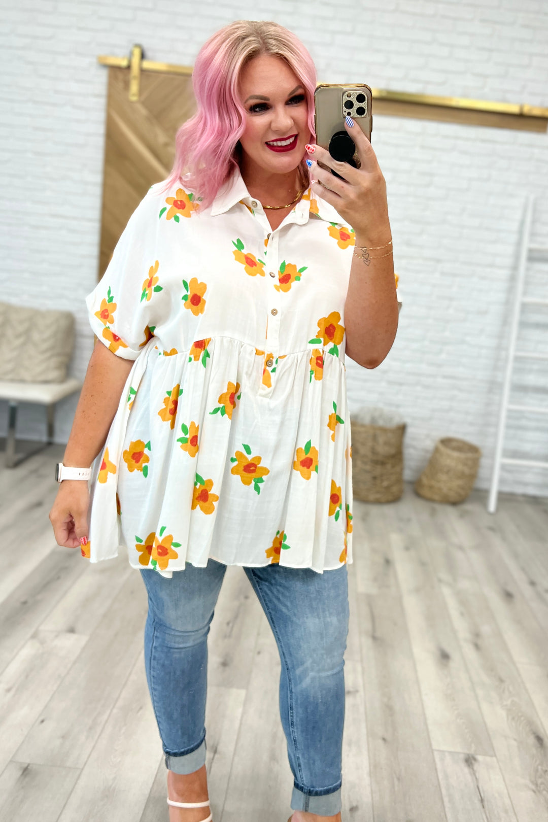 Blissed Out Button Up Babydoll Tunic