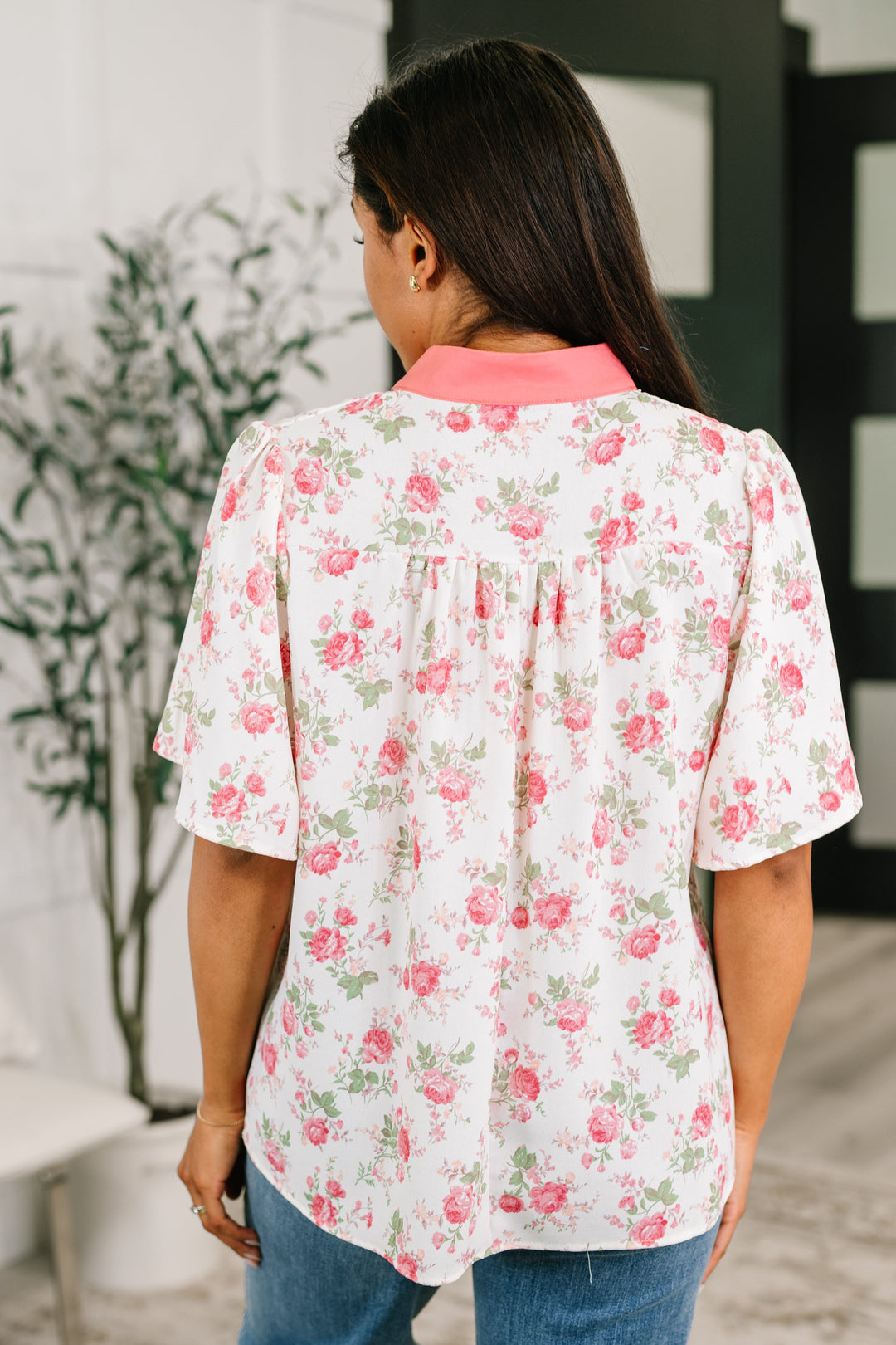 Blooming Season Split Neck Floral Blouse