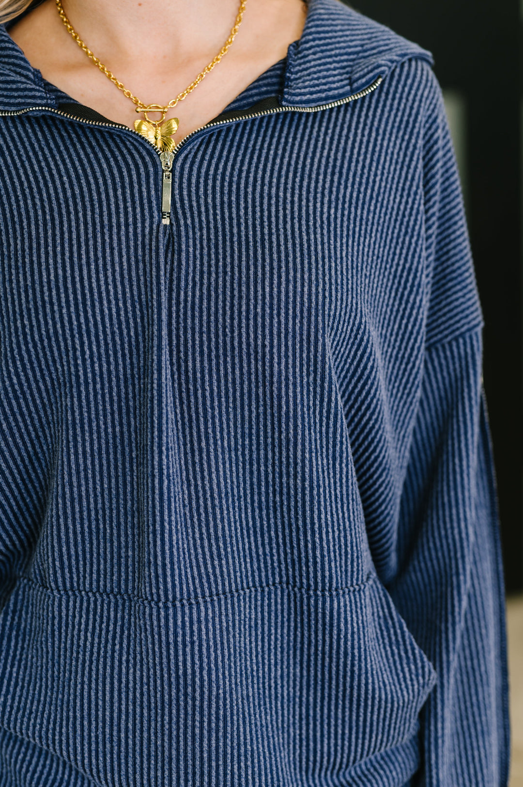 Certified Chiller Contrast Stripe Hoodie in Navy