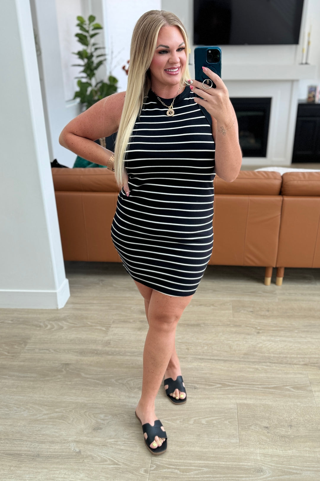 Coming Around Ribbed Striped Dress