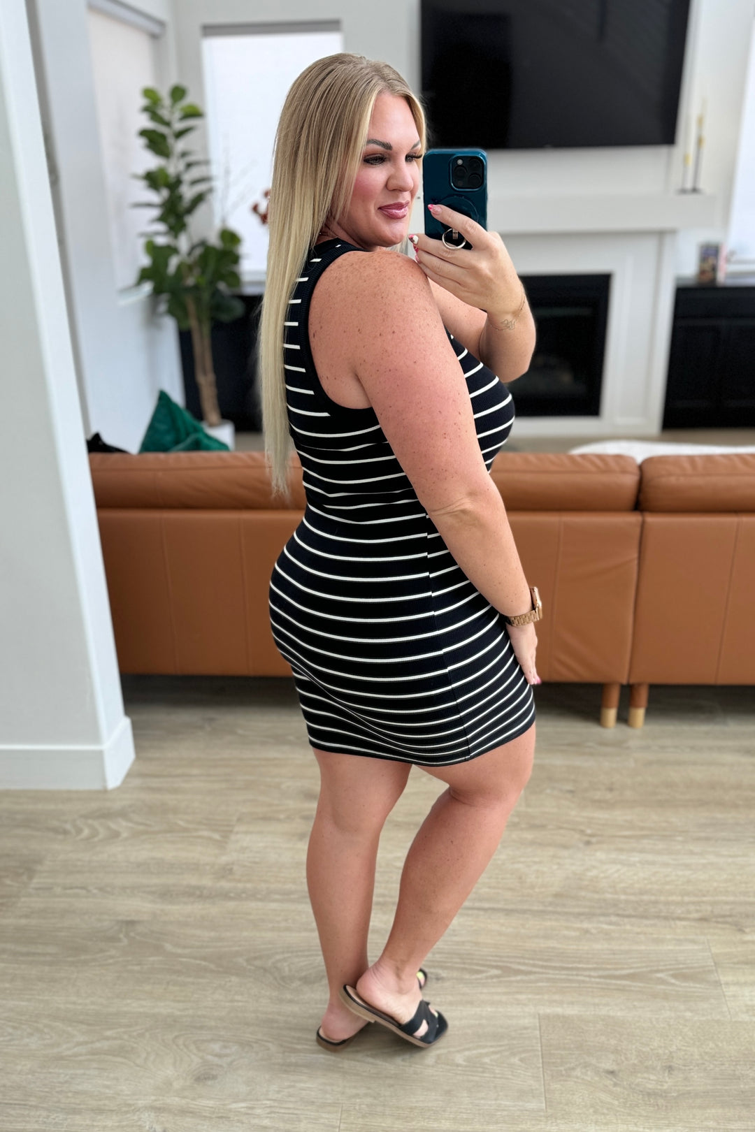 Coming Around Ribbed Striped Dress