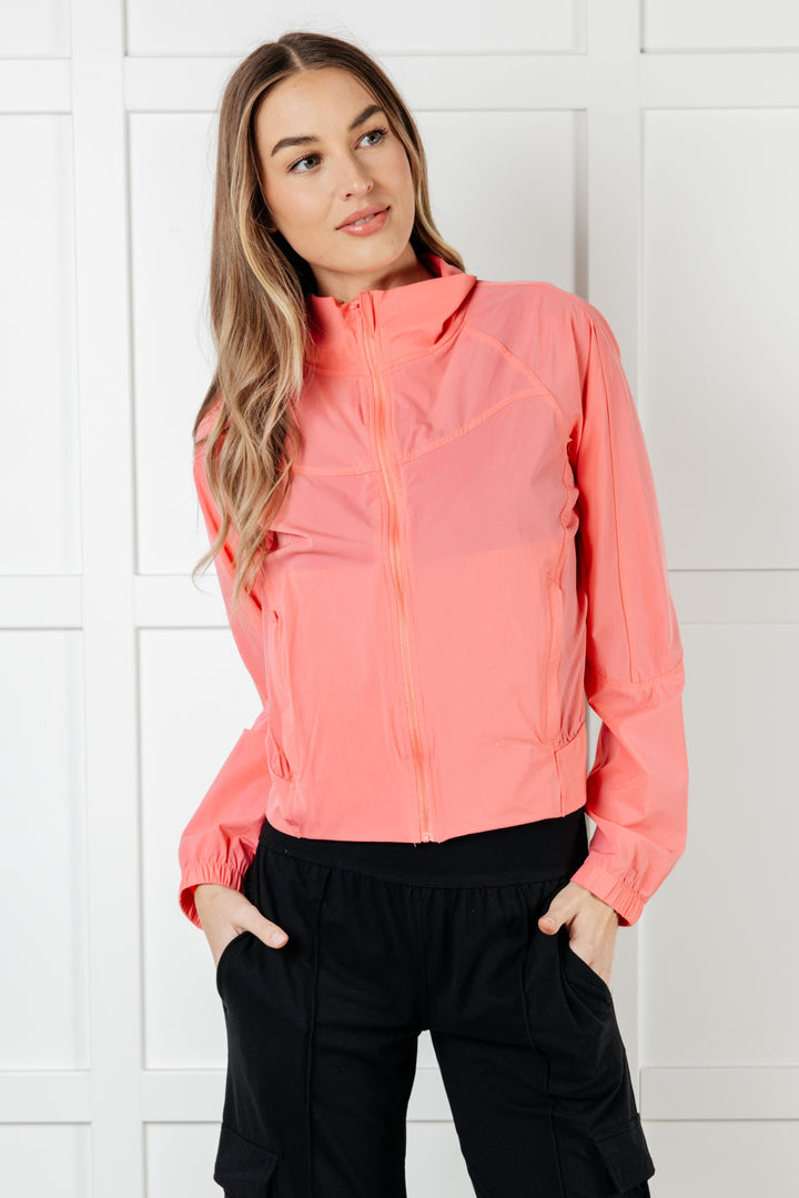 Fit Happens Nylon Tennis Jacket in Coral Rose