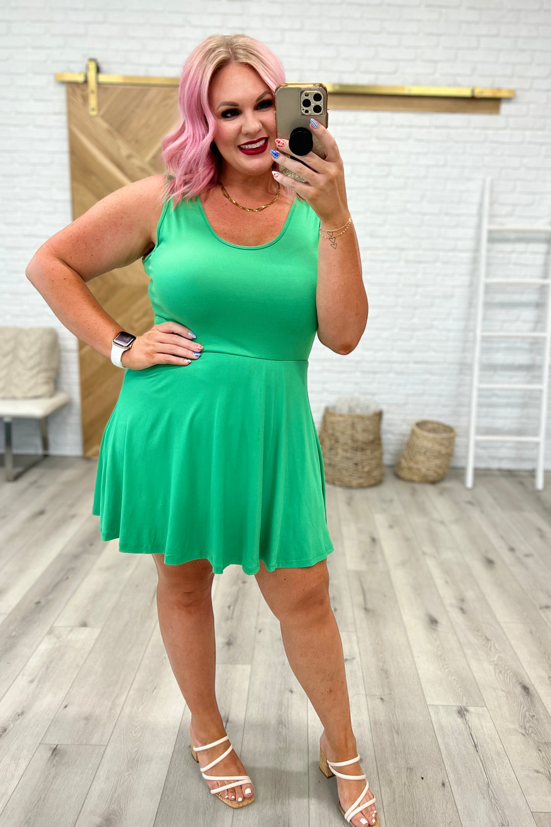 Gorgeous in Green Sleeveless Skort Dress