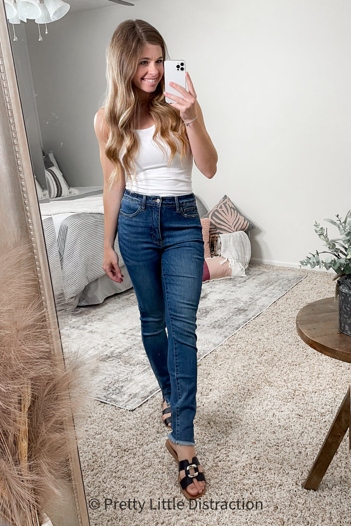 Amy High Rise Control Top Side Slit Skinny Jeans
