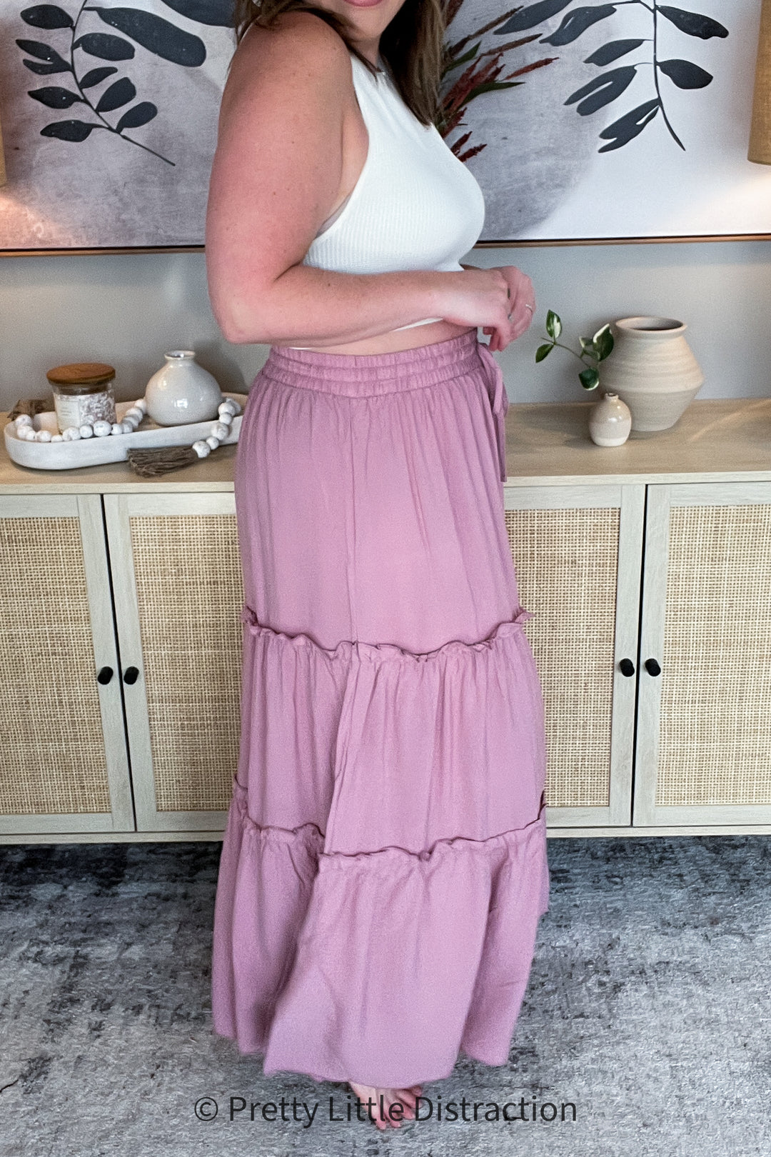 Summer Days Ruffled Maxi Skirt in Mauve