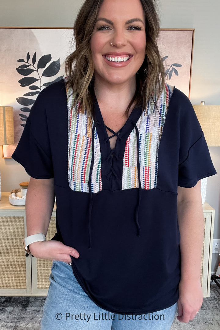 Laid Back Lace Up Top