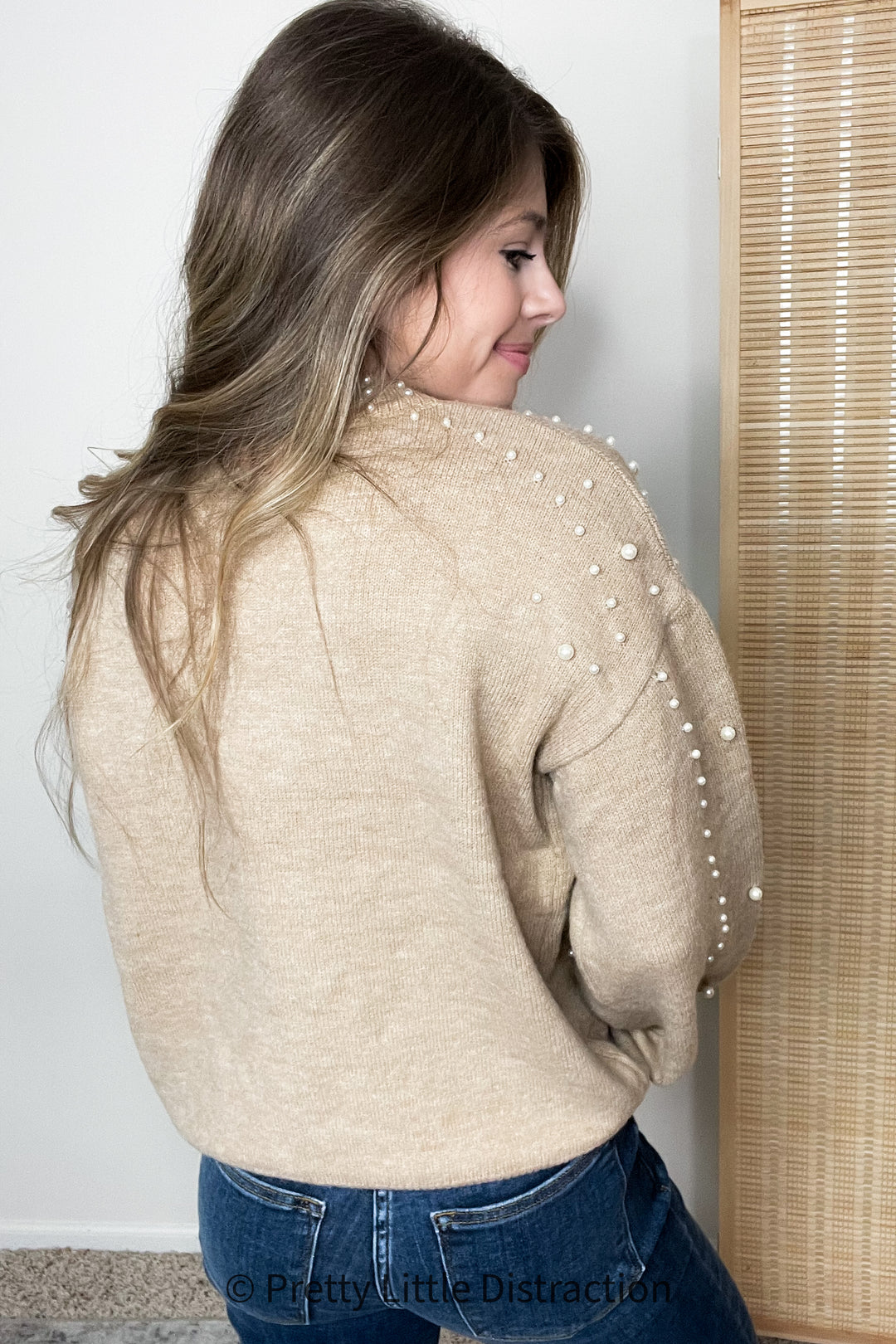 String Me Along Pearl Accent Sweater