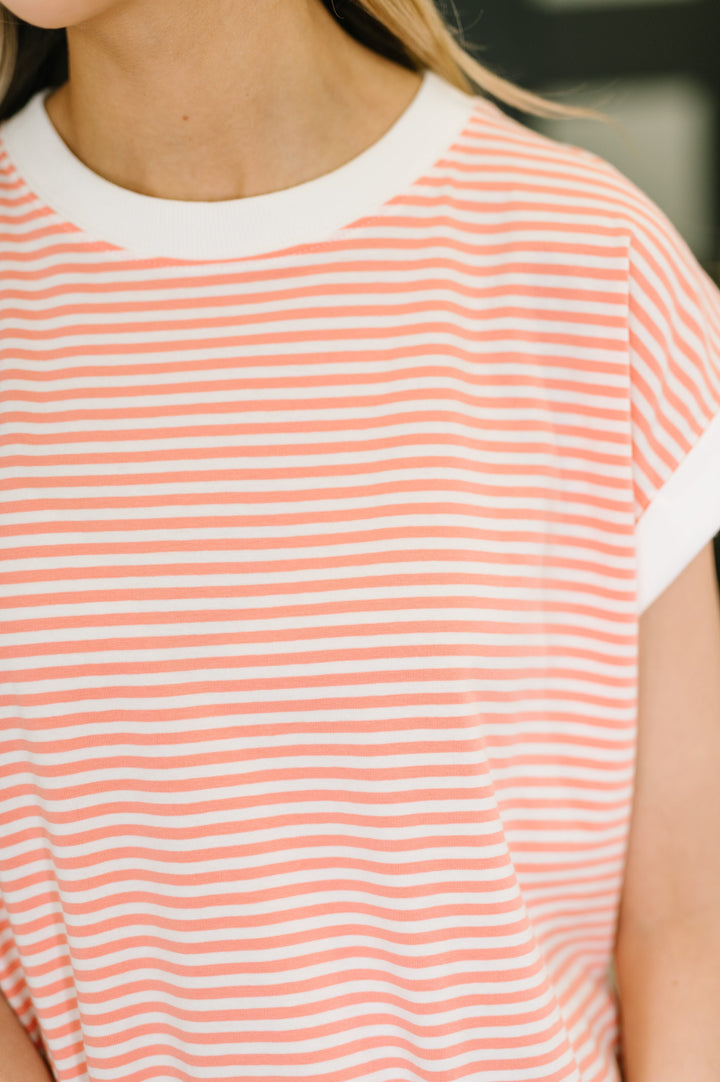 I Wouldn't Mind Short Sleeve Top in Coral
