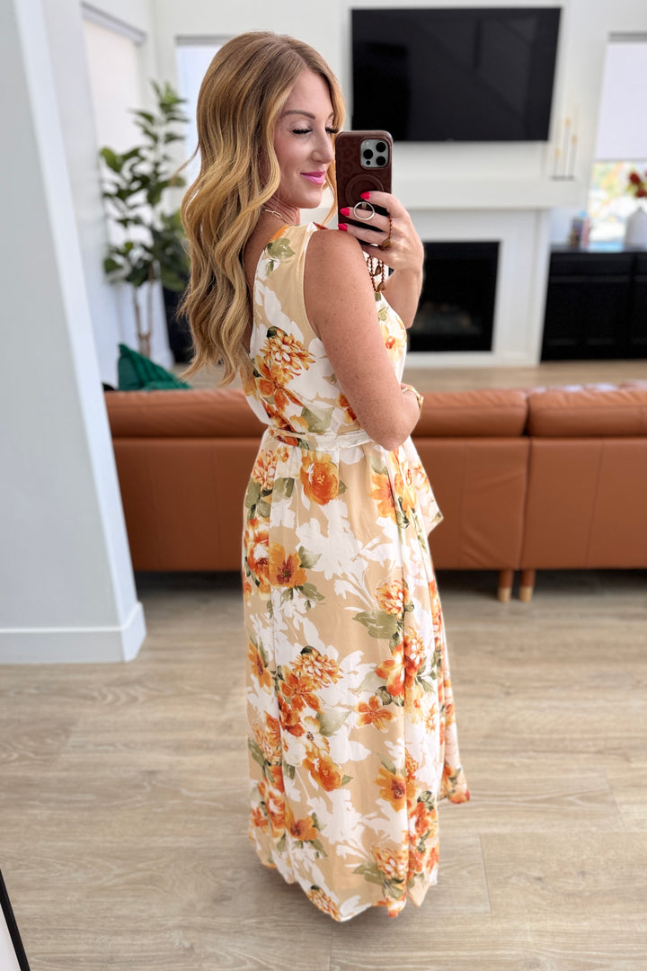 It's All Sunshine V-Neck Floral Dress in Orange