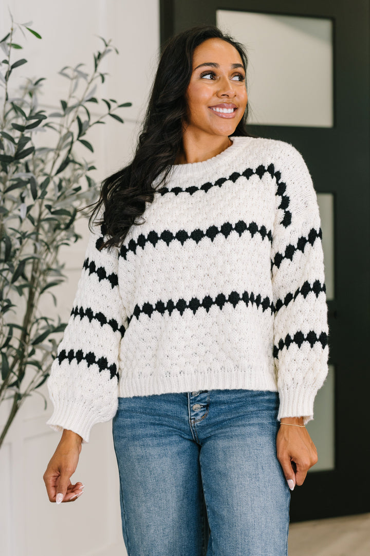 Ivy Lane Textured Sweater in White and Black