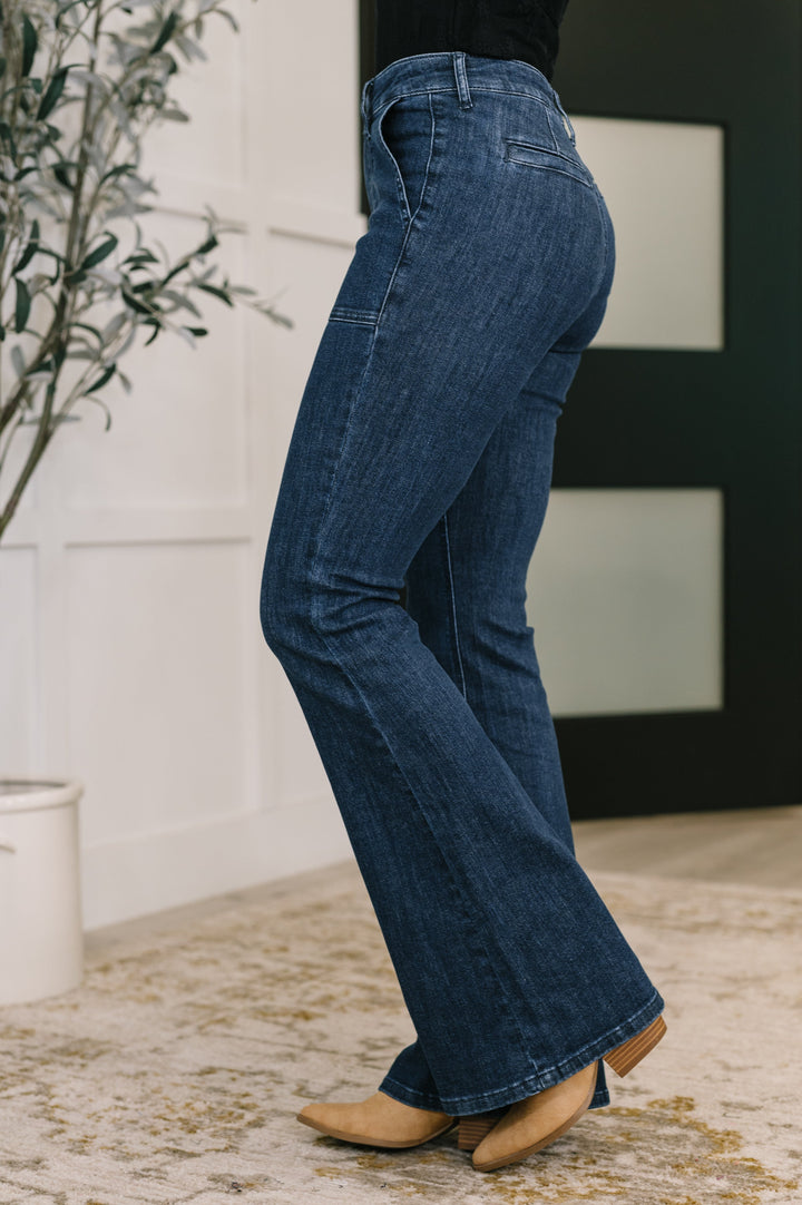 Jada High Waist Flare with Patch Pockets