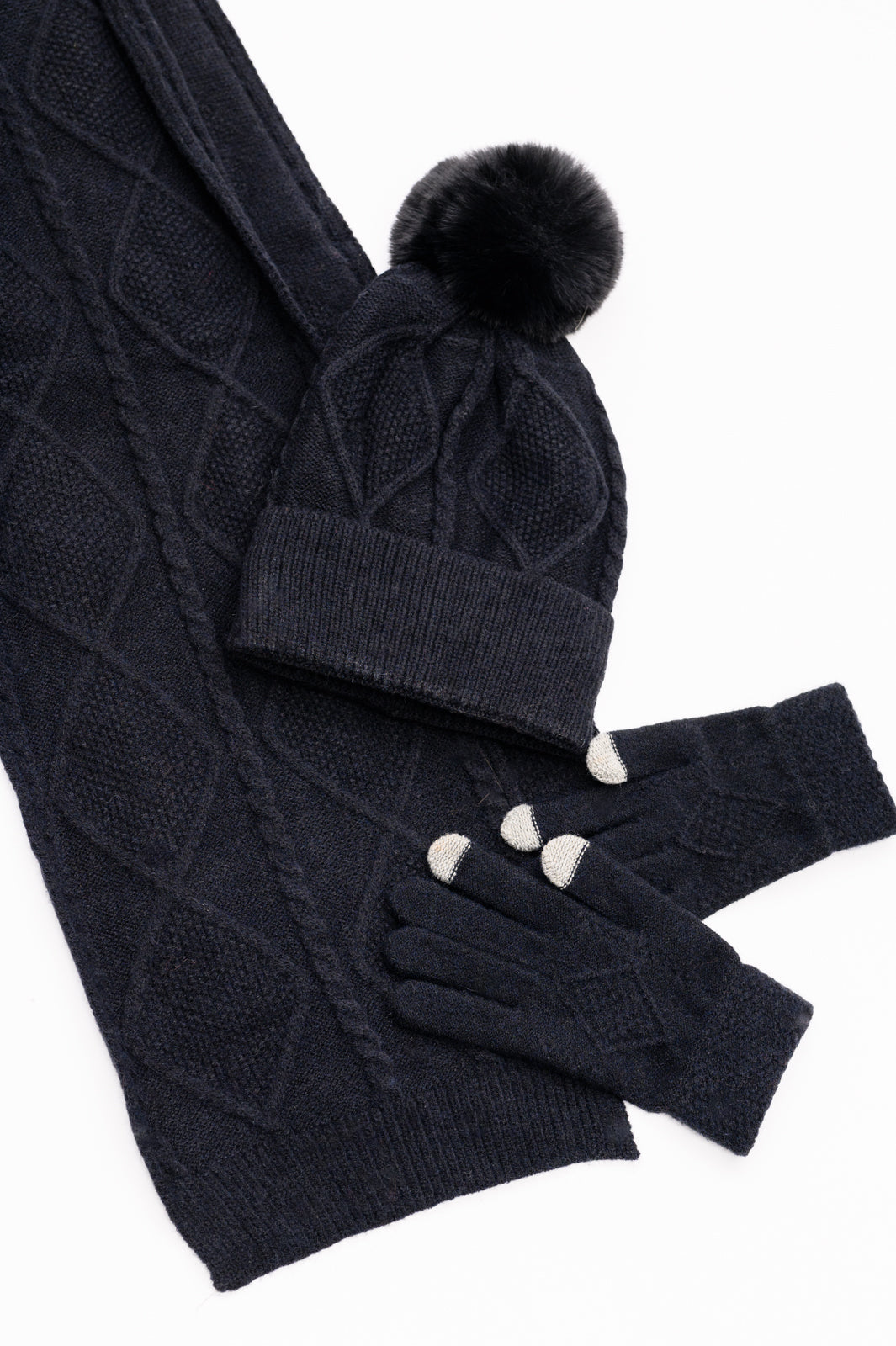 Jane Frost Beanie, Glove, and Scarf Set In Black