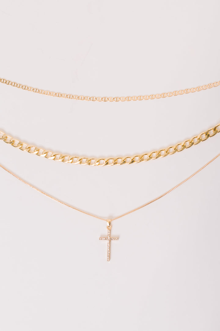 Layered Faith Necklace in Gold