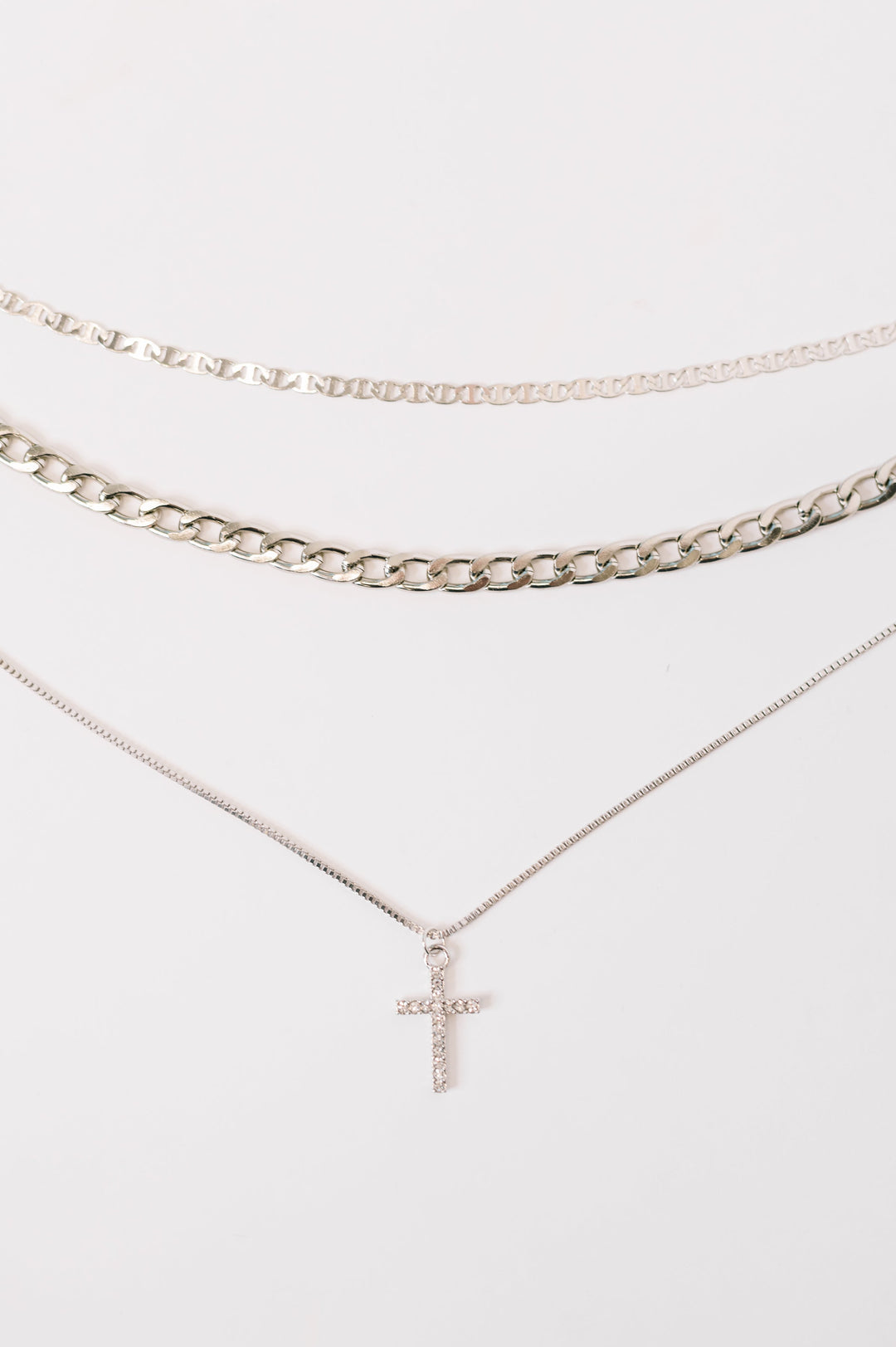 Layered Faith Necklace in Silver