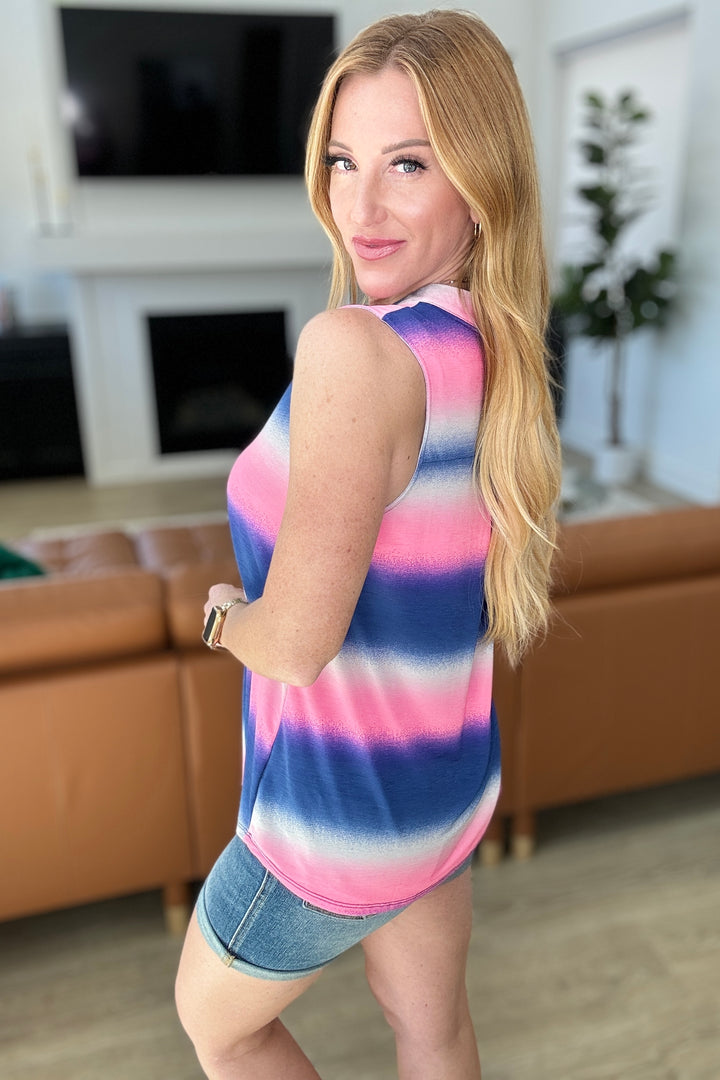 Lizzy Tank Top in Blue and Pink Haze