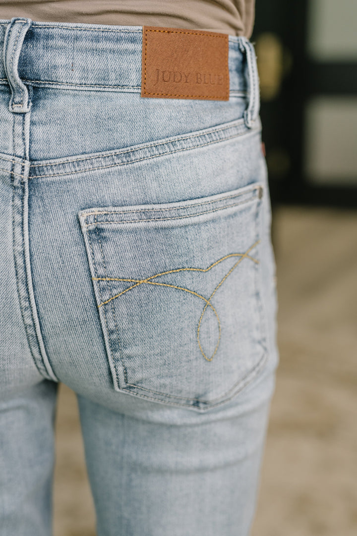 Mckaylee Mid Rise Kick Flare Jeans with Frayed Hem