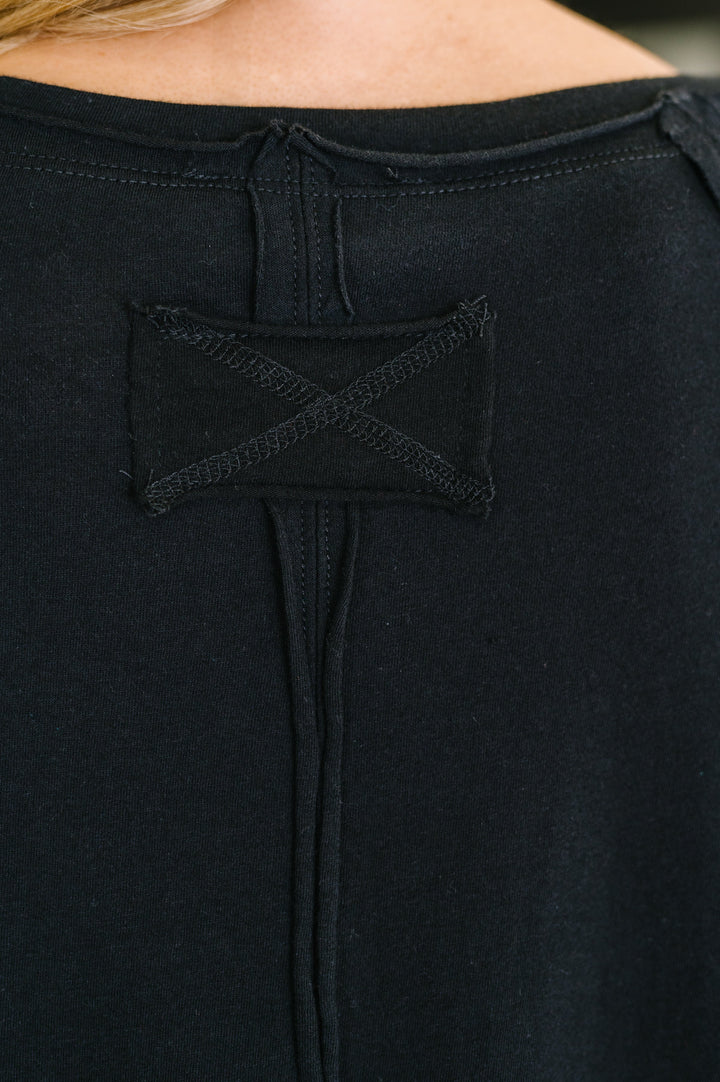Nice to Each Other Raglan Sleeve Top in Black