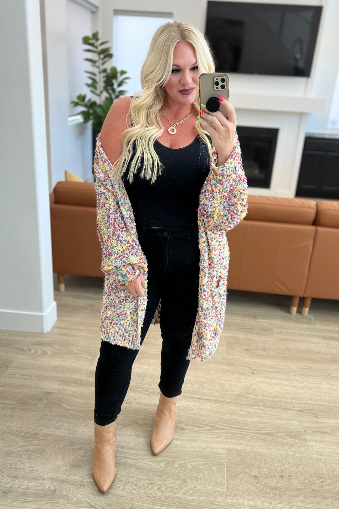 No Time Like The Present Confetti Cardigan in Ivory