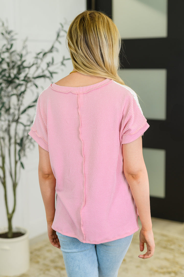 Parlour Picnic Color Block Knit Top in Pink