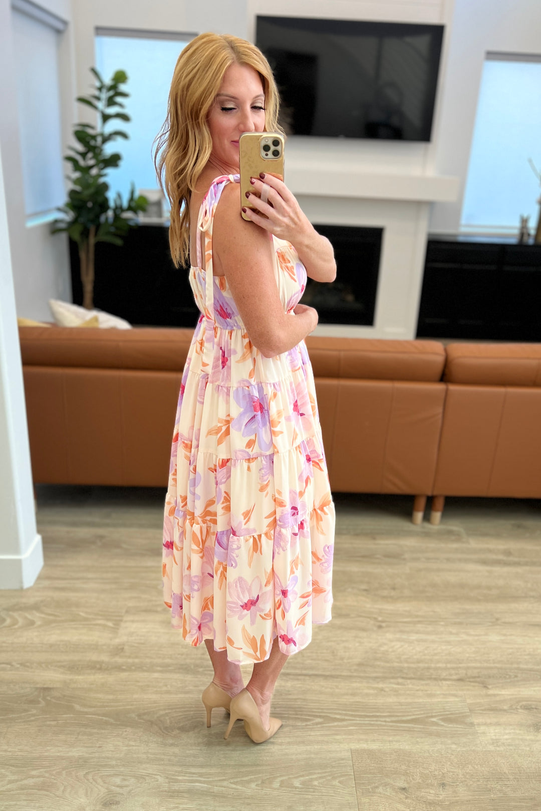 Pastel Petals Floral Midi Dress