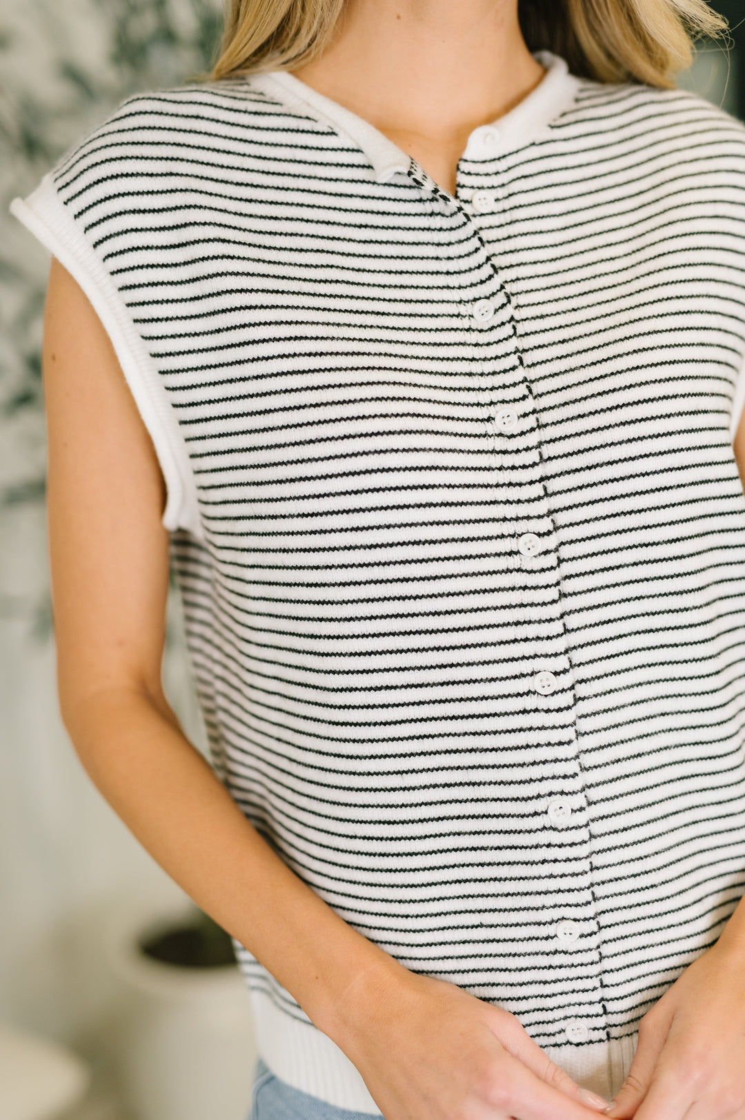 So Good It Hurts Cap Sleeve Button Down