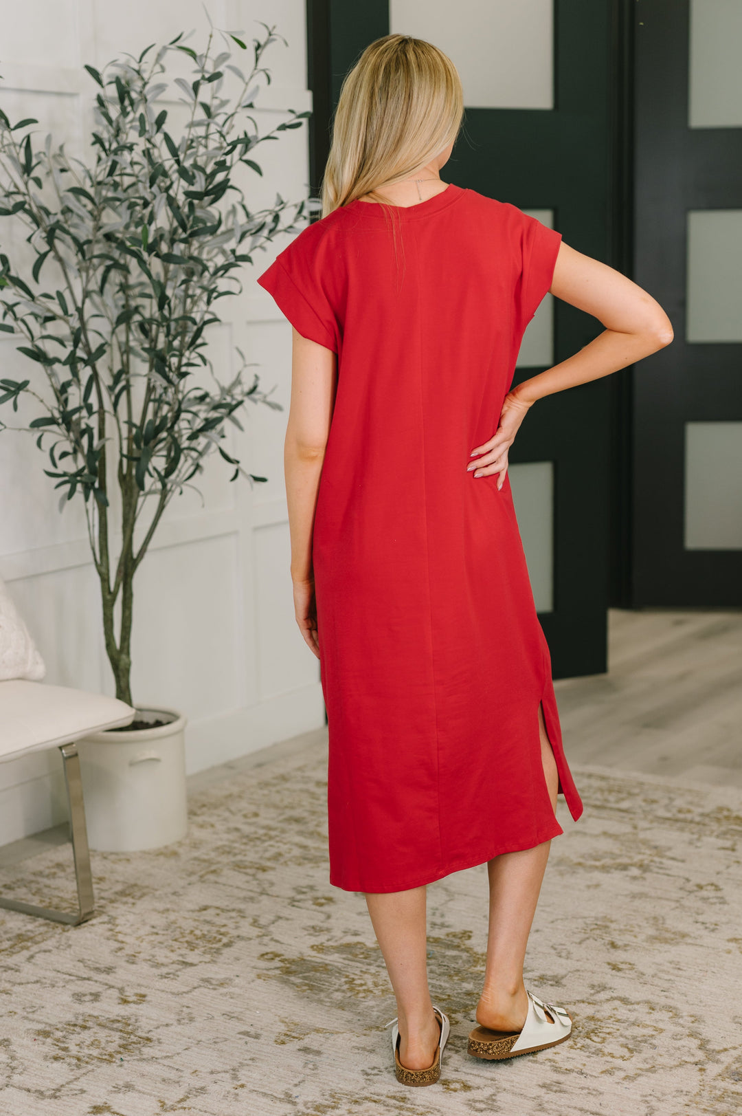 casual floral a line dress Ruby Red Dress S