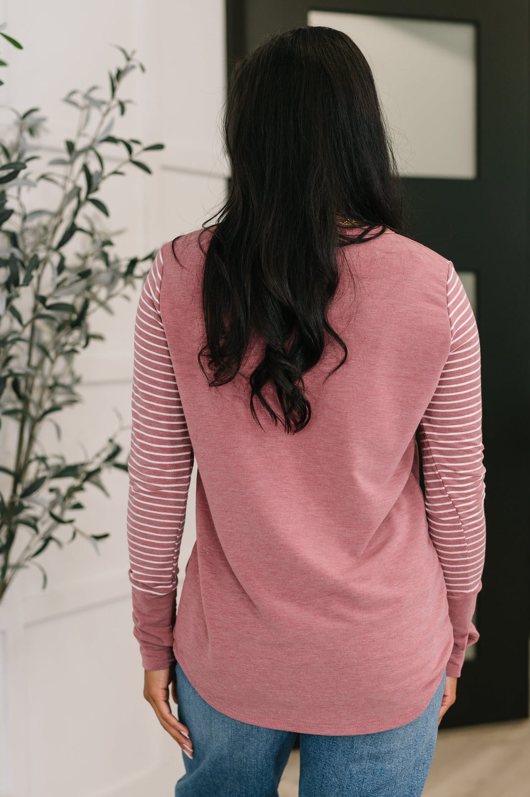Talk to Me Long Sleeve Henley in Vintage Marsala