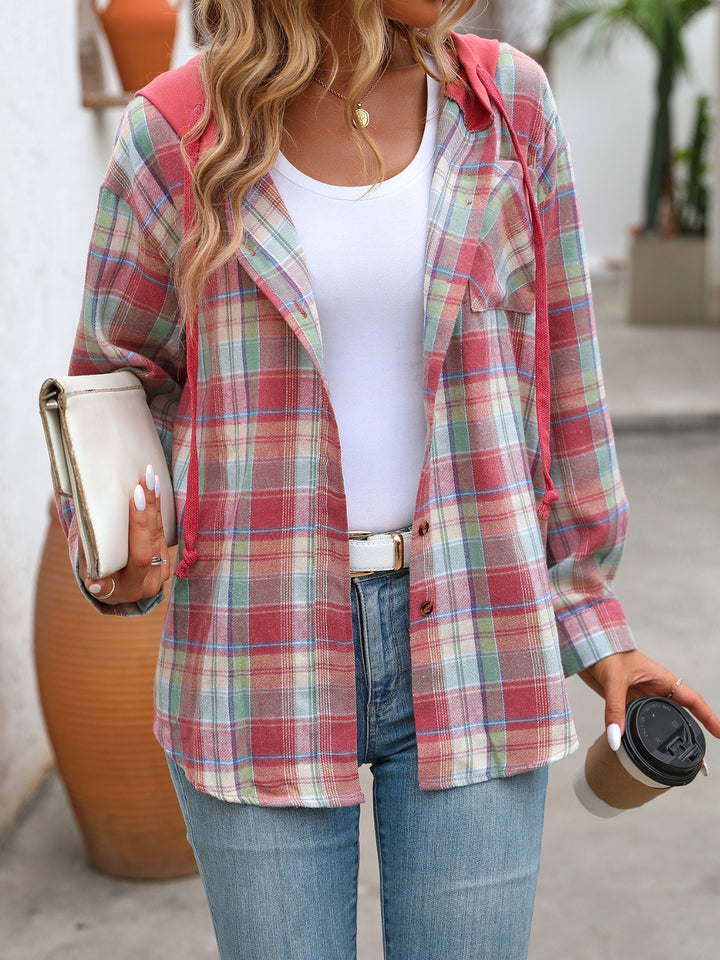 PRE-ORDER: Plaid Long Sleeve Hooded Jacket