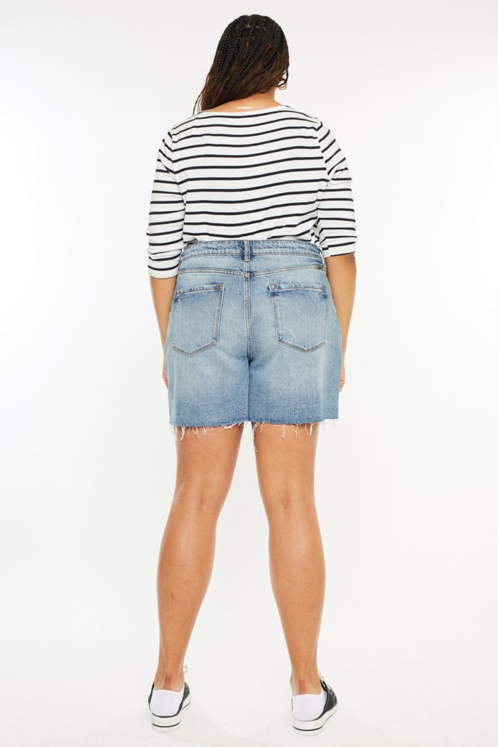 PRE-ORDER: Kancan Full Size Raw Hem High Waist Denim Shorts