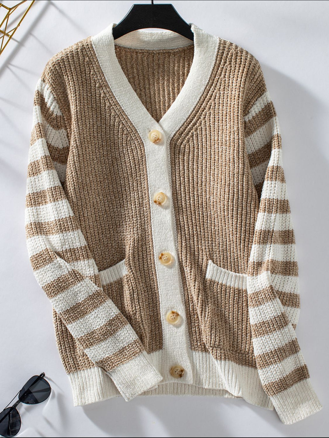 PRE-ORDER: Striped Button Up Long Sleeve Cardigan