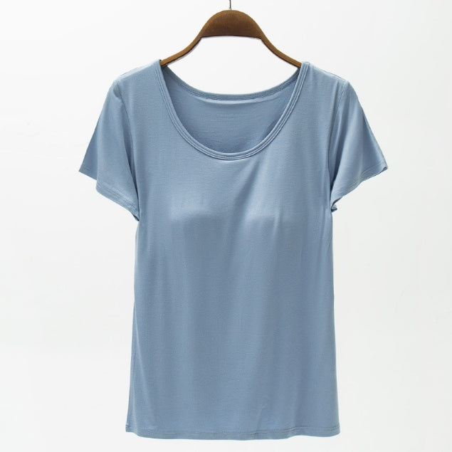 PRE-ORDER: Round Neck Modal T-Shirt with Bra