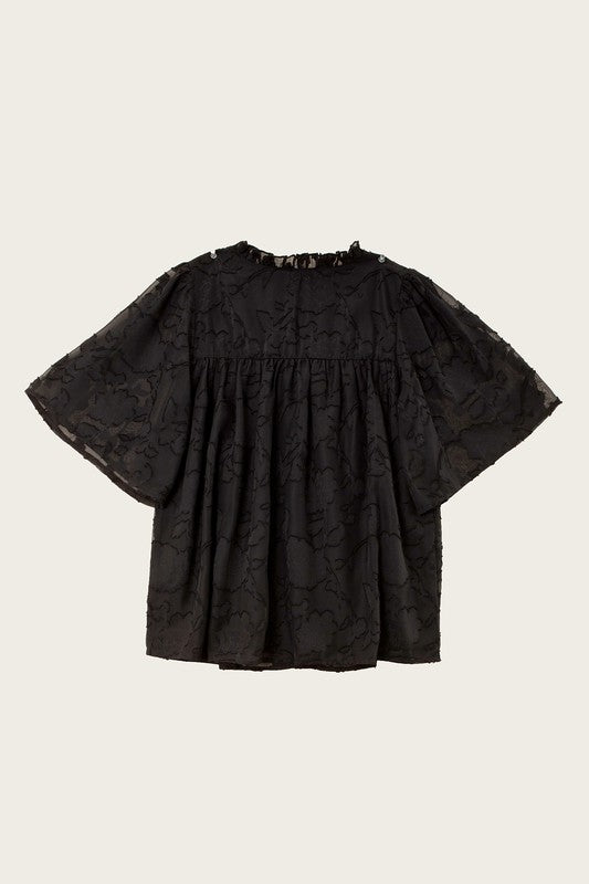 A-Line Blouse with Ruffle Trim