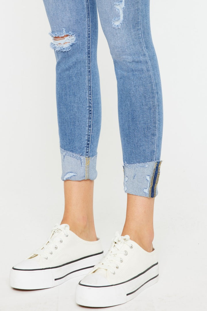 PRE-ORDER: Kancan Distressed Cat's Whiskers Button Fly Jeans