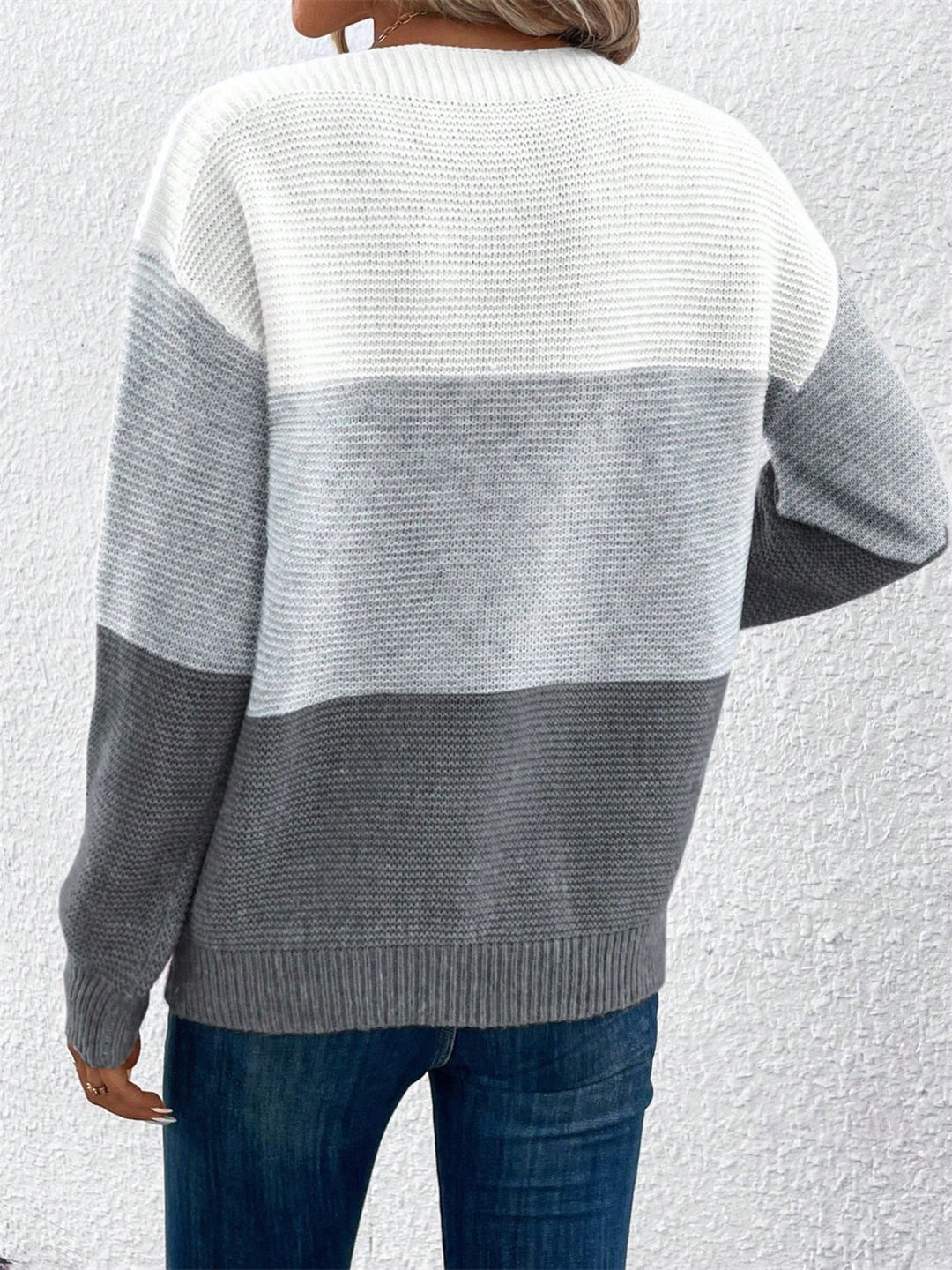 PRE-ORDER: Color Block Drop Shoulder Long Sleeve Sweater