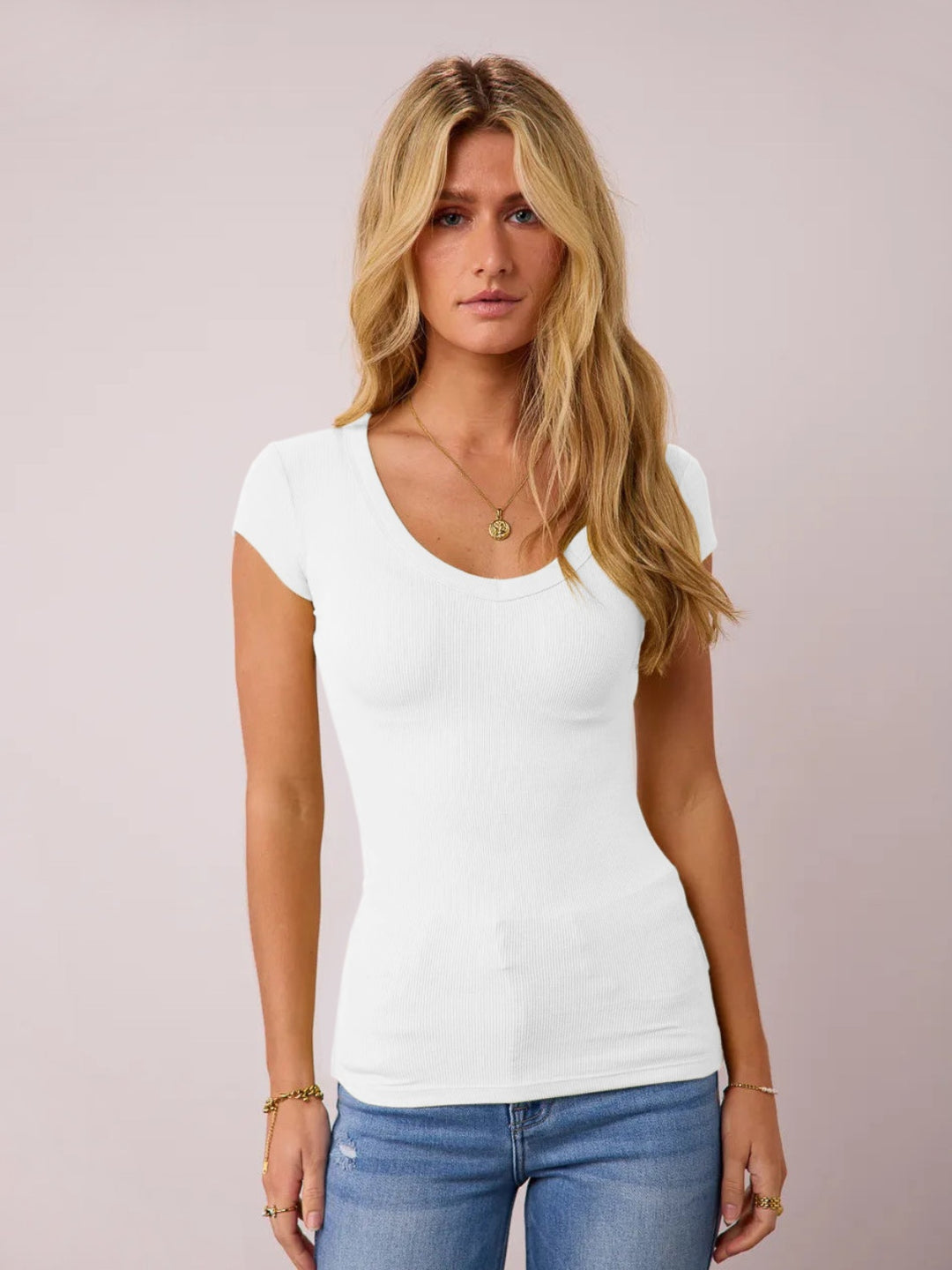 PRE-ORDER: Scoop Neck Cap Sleeve T-Shirt